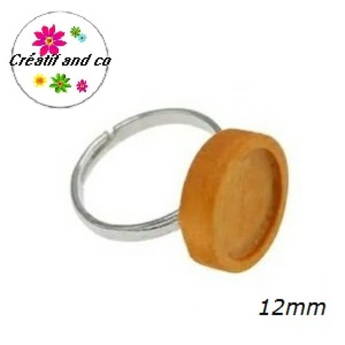 Bague bois marron cabochon 12mm