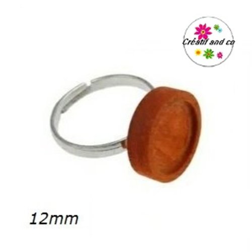 Bague bois marron foncé cabochon 12mm