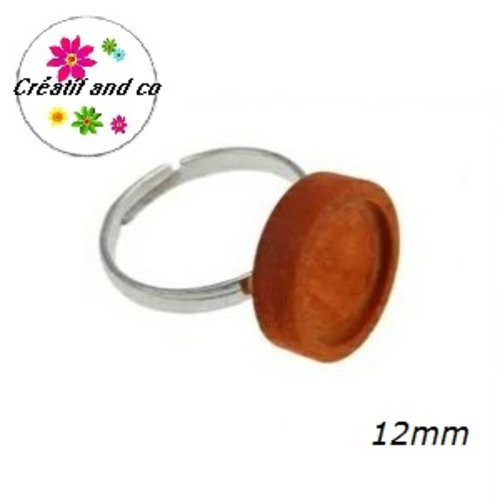 Bague bois marron foncé cabochon 12mm