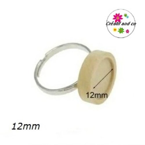 Bague bois naturelle cabochon 12mm