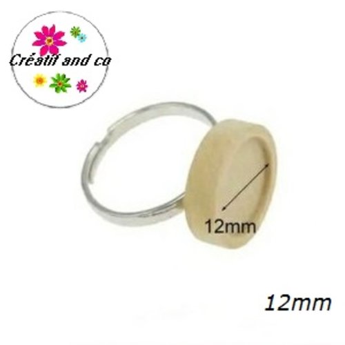 Bague bois naturelle cabochon 12mm