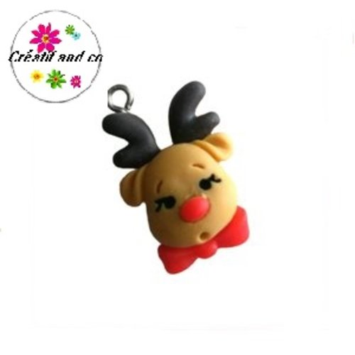 Breloque tête de cerf de noël résine