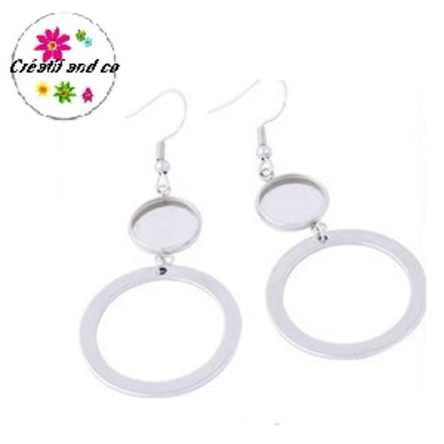 Boucle d'oreille cercle et son support cabochon 10mm