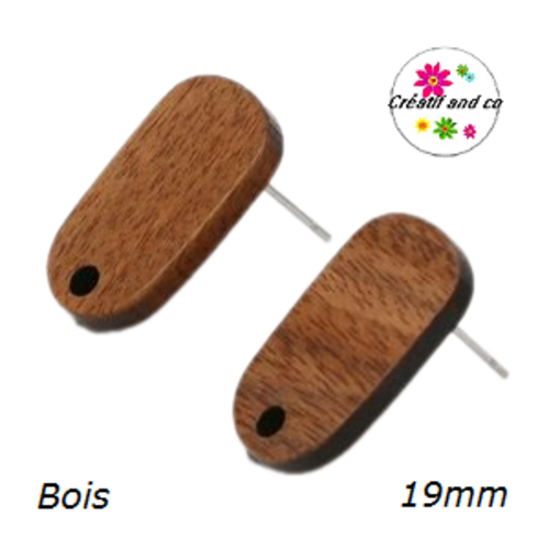 Puce oreille géomètrique bois 19mm