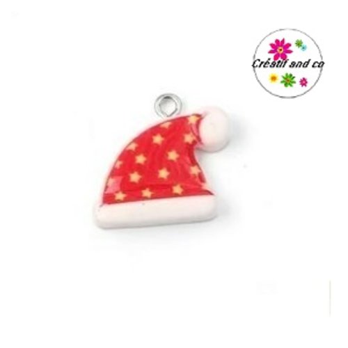 Breloque bonnet de noël vernis résine