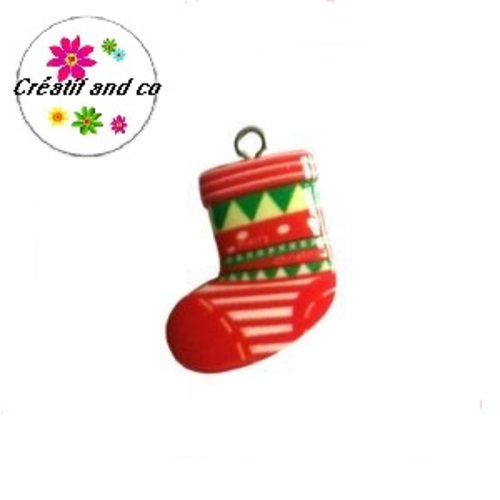 Breloque chaussette de noël résine