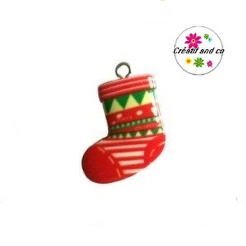 Breloque chaussette de noël vernis  résine