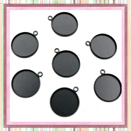 X10 supports pendentifs noirs cabochon 12mm