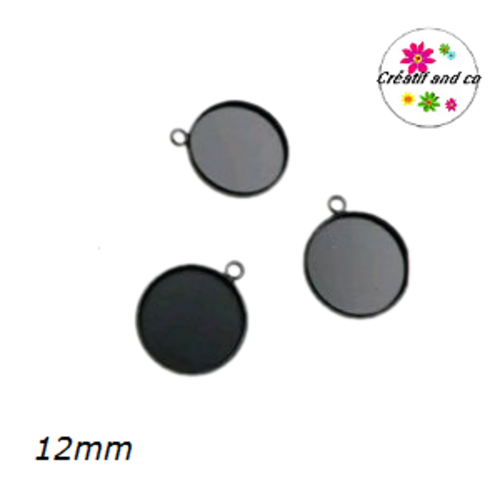 X10 supports pendentifs noirs cabochon 12mm