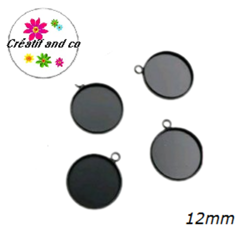 X10 supports pendentifs noirs cabochon 12mm