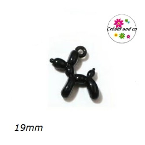 Breloque chien ballon 3d noir métal