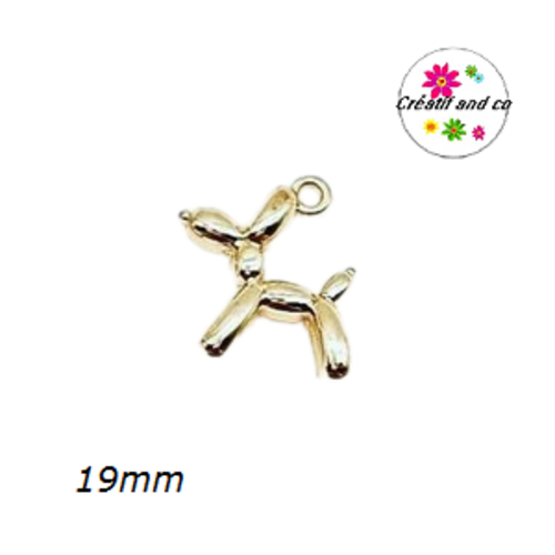 Breloque chien ballon 3d argent  métal