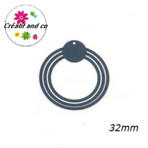 Breloque estampe trio de cercle vert foncé 32mm