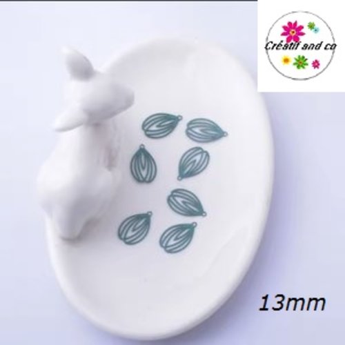 Breloque estampe lanterne vert foncé 13mm