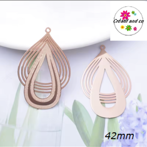 Breloque estampe duo de gouttes rose gold 42mm