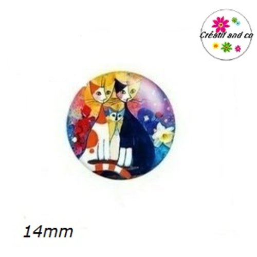 X2 cabochons chats 14mm