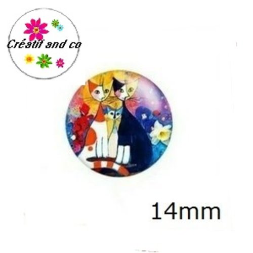 X2 cabochons chats 14mm