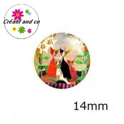 X2 cabochons chats 14mm