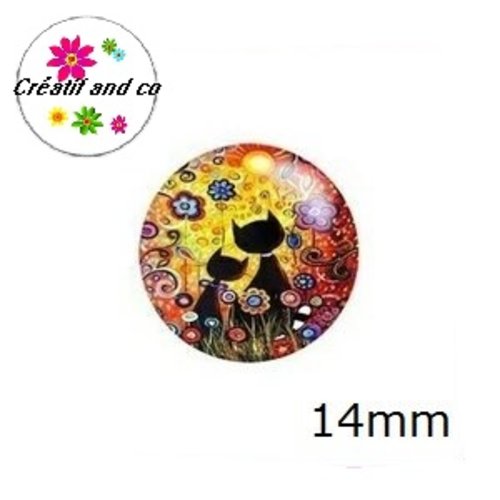 X2 cabochons chats 14mm