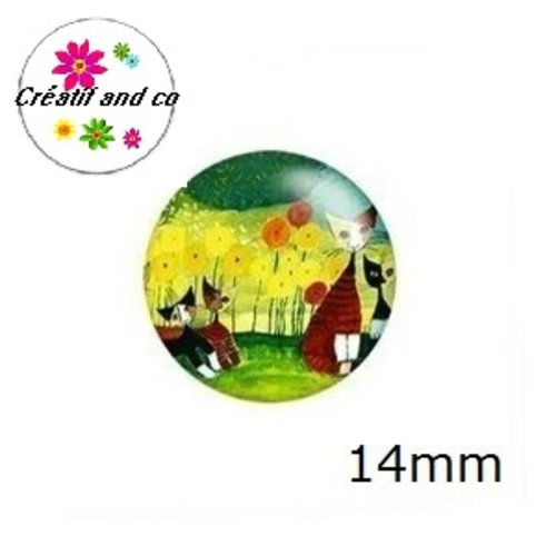 X2 cabochons chats 14mm