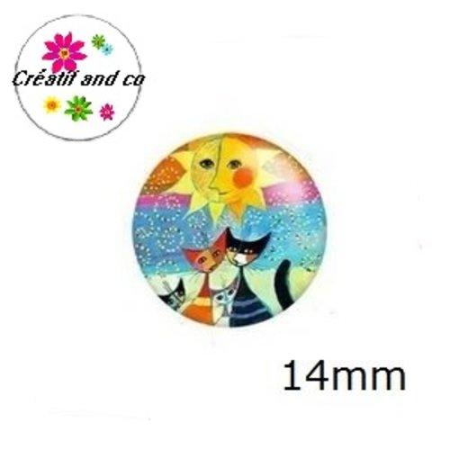 X2 cabochons chats 14mm