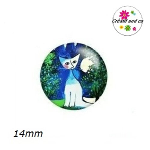 X2 cabochons chat 14mm