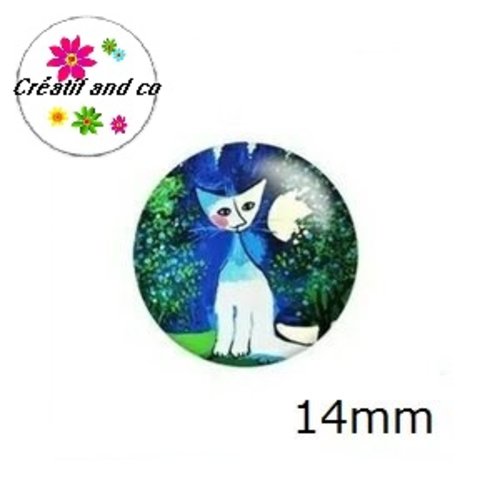 X2 cabochons chat 14mm