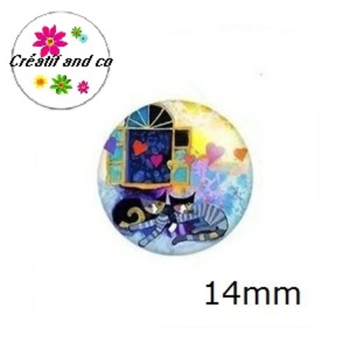 X2 cabochons chats 14mm