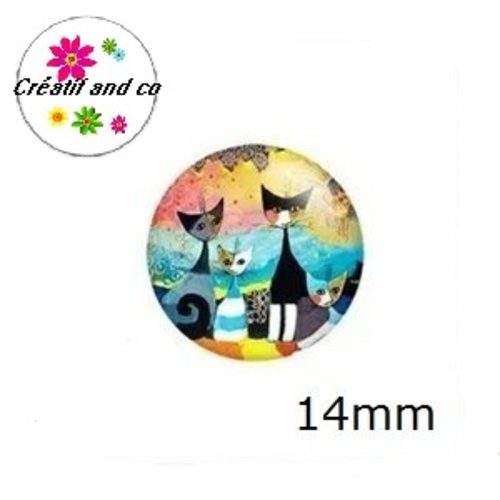X2 cabochons chats 14mm