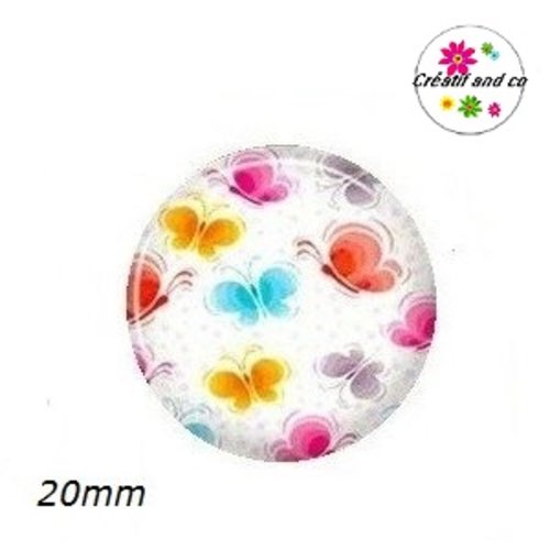 Cabochon papillons colorés 20mm