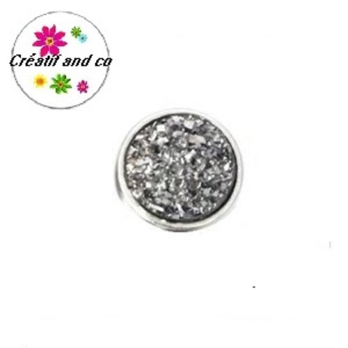 Bouton pression gris anthracite druzy résine