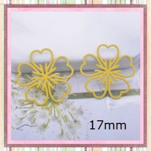 Breloque estampe fleur jaune 17mm