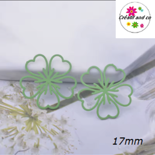 Breloque estampe fleur verte 17mm
