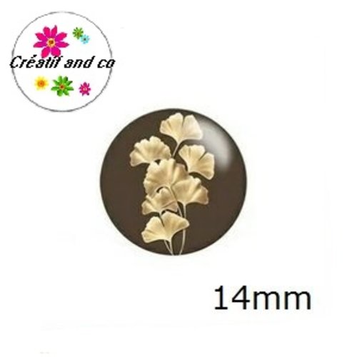 X2 cabochons feuilles ginkgo 14mm