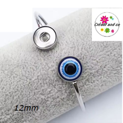 Bracelet ouvert en acier inoxydable pour bouton pression 12mm