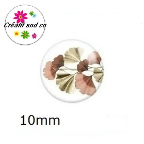 X2 cabochons feuille de ginkgo 10mm