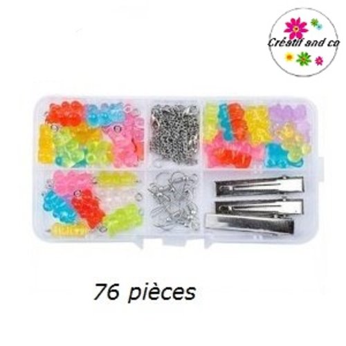 Kit boîte d'oursons résine et ses accessoires (76 pièces)