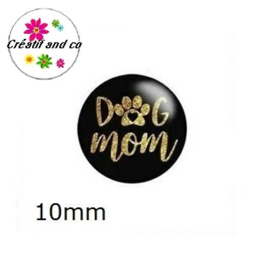 X2 cabochons dog mom 10mm