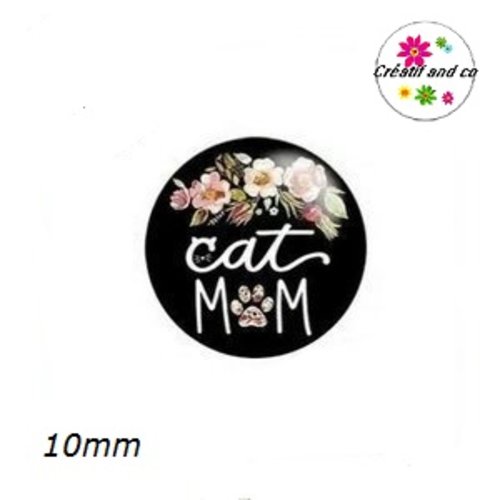 X2 cabochons cat mom 10mm