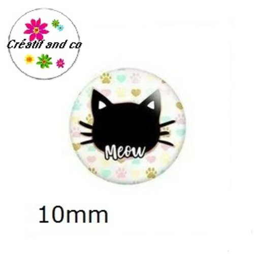 X2 cabochons chat 10mm