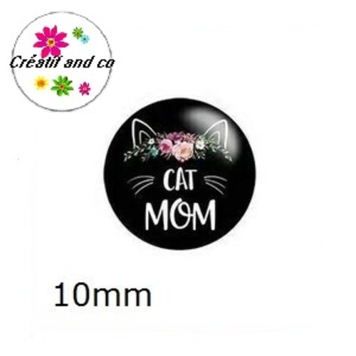 X2 cabochons cat mom 10mm