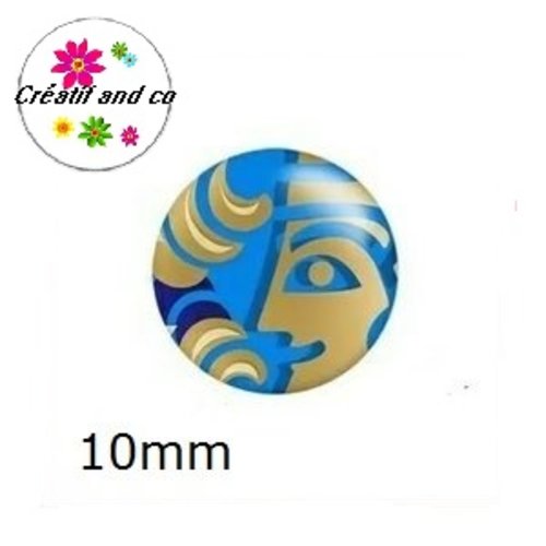 X2 cabochons à motif 10mm