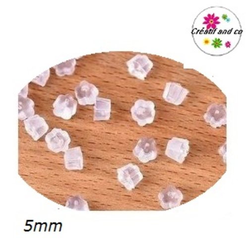 X50 poussoirs silicone transparent forme fleur 5mm