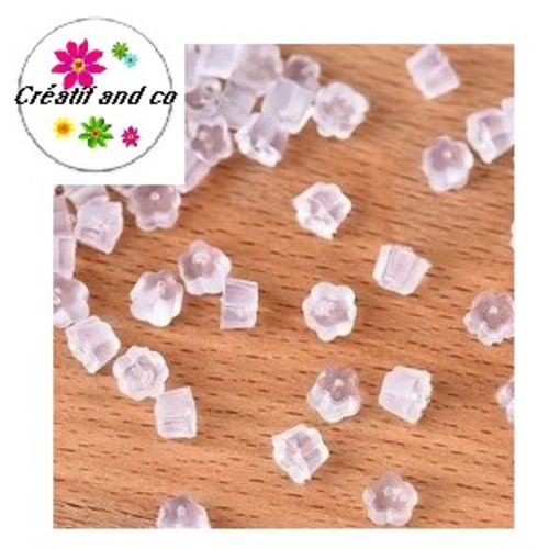 X50 poussoirs silicone transparent forme fleur 5mm