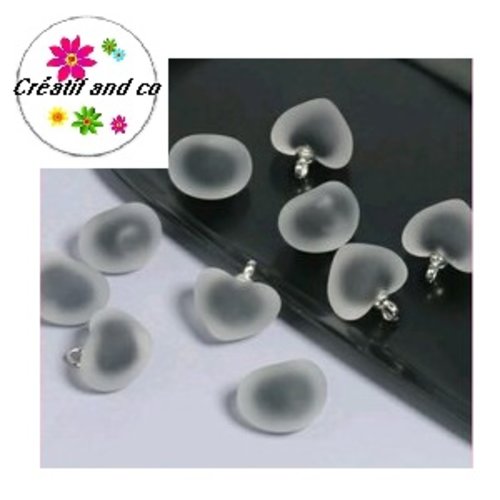 Pendentif coeur acrylique givré noir 19mm