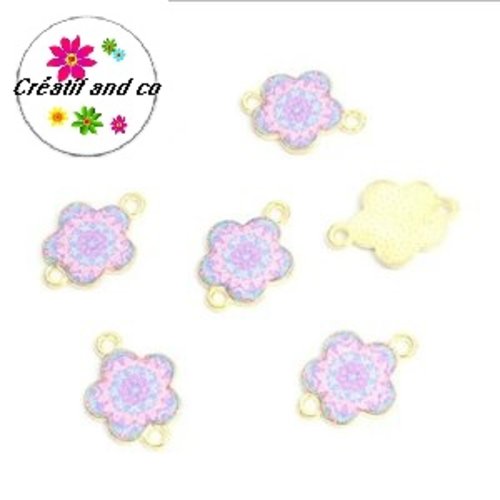 Connecteur fleur mandala émail 19mm