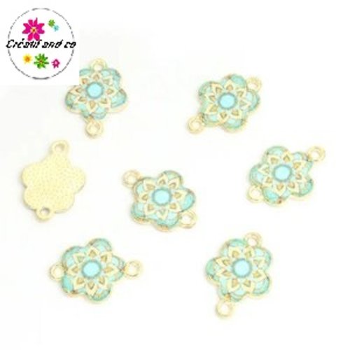 Connecteur fleur mandala émail 19mm