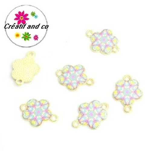 Connecteur fleur mandala émail 19mm