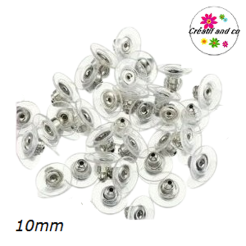 X10 poussoirs silicone transparent et acier inoxydable