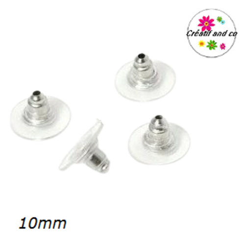 X10 poussoirs silicone transparent et métal argenté